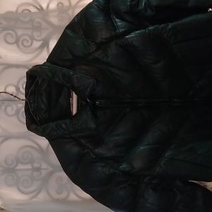 Men's goose down leather coat